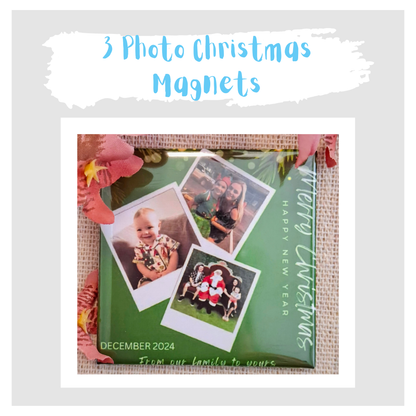 3 Photo Christmas Magnets