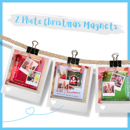 2 Photo Christmas Magnets