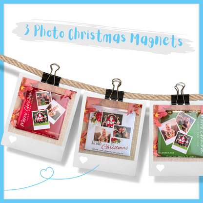 3 Photo Christmas Magnets